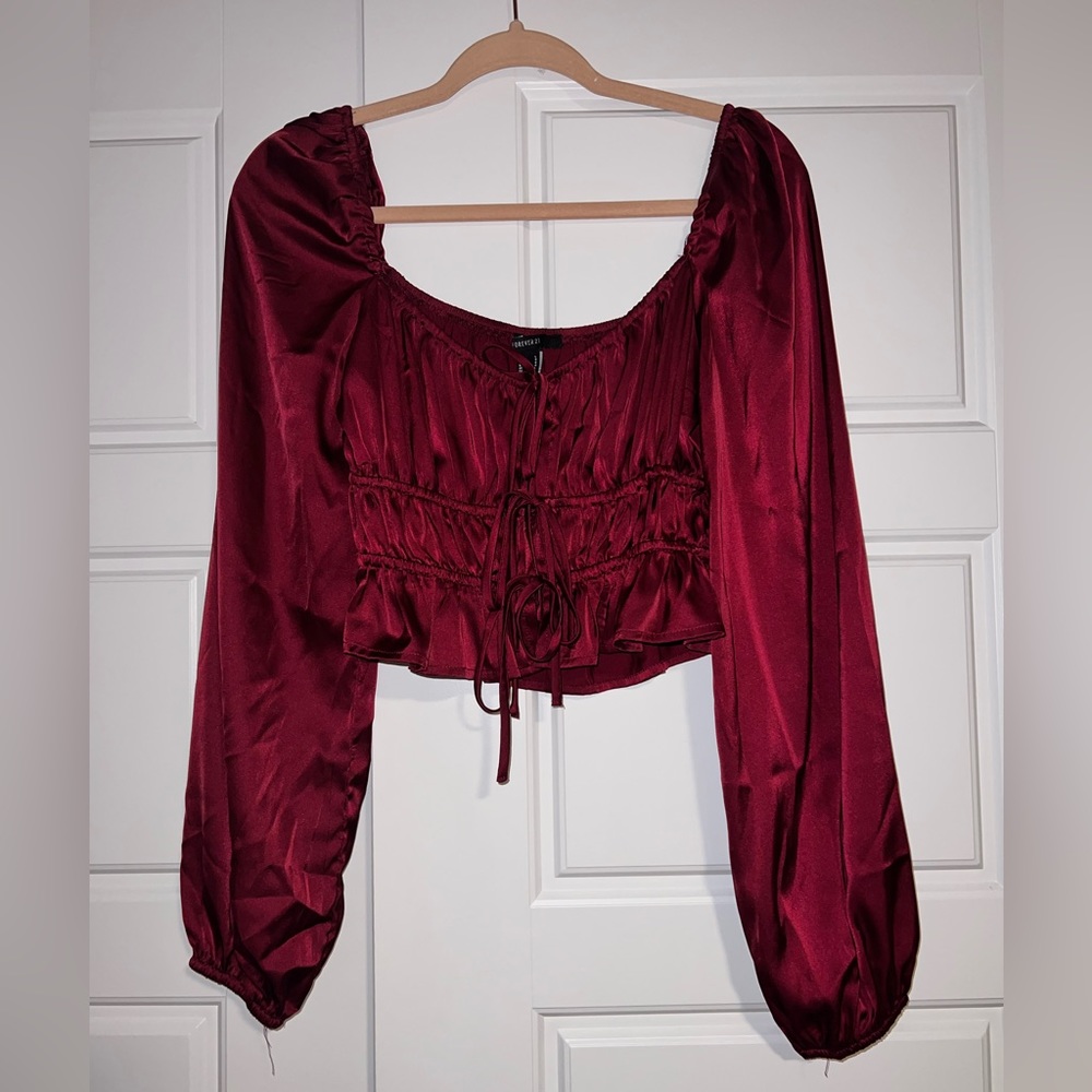 Silky Burgundy Crop Top Forever 21